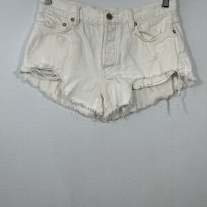 We The‎ Free Shorts Womens 26 White Distressed Denim Festival High Rise Y2K